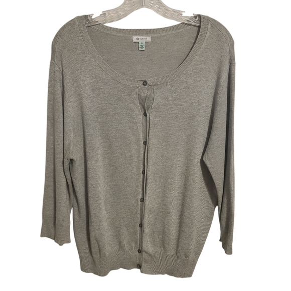 Susina | Women's Gray Scoopneck Button-Up Cardigan Sweater (Size XL) - Picture 1 of 10